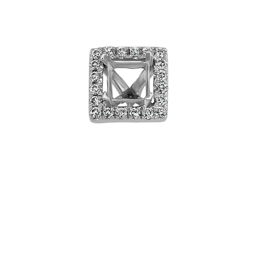 Classic Diamond Halo Decorative Crown to Hold 4.35mm Princess Cut Gemstone