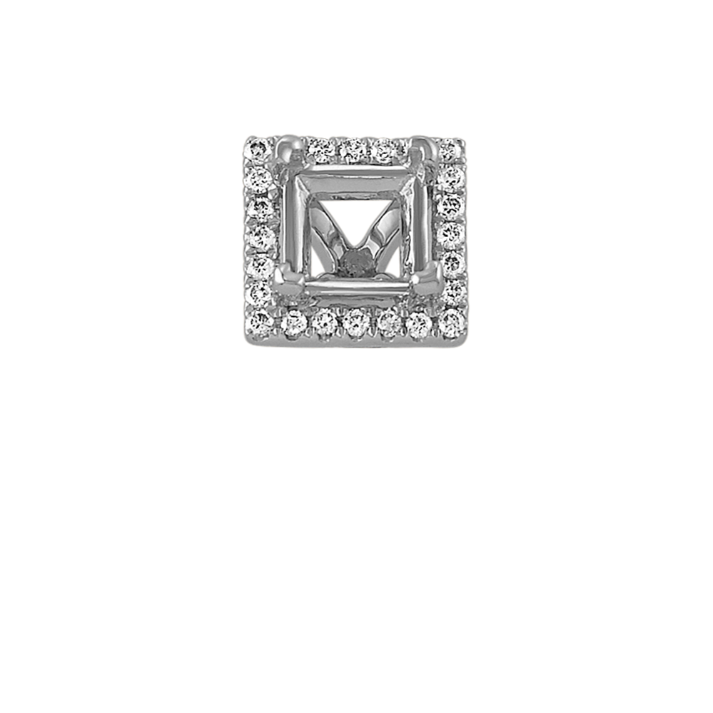 Classic Diamond Halo Decorative Crown to Hold 5mm Princess Cut Gemstone