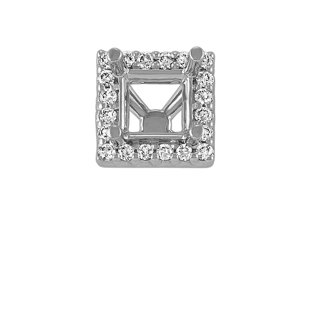 Classic Diamond Halo Decorative Crown to Hold 5.5mm Princess Cut Gemstone