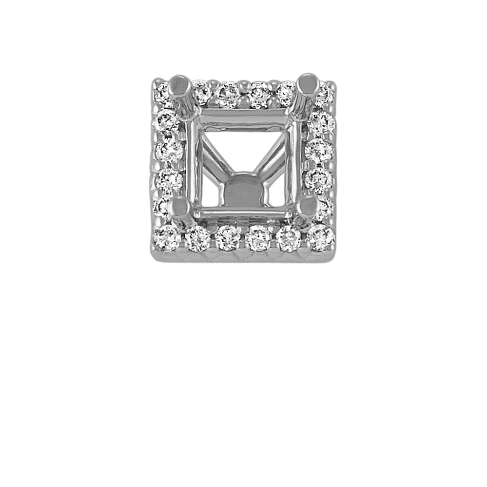 Classic Diamond Halo Decorative Crown to Hold 5.5mm Princess Cut Gemstone