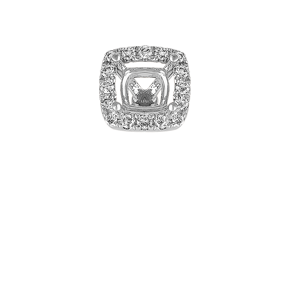 Classic Natural Diamond Halo Decorative Crown to Hold 4.4mm Cushion Gemstone