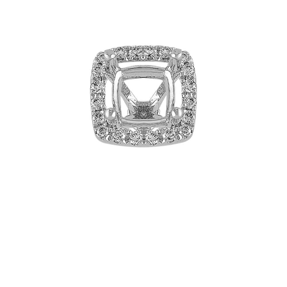 Classic Diamond Halo Decorative Crown to Hold 5.5mm Cushion Gemstone