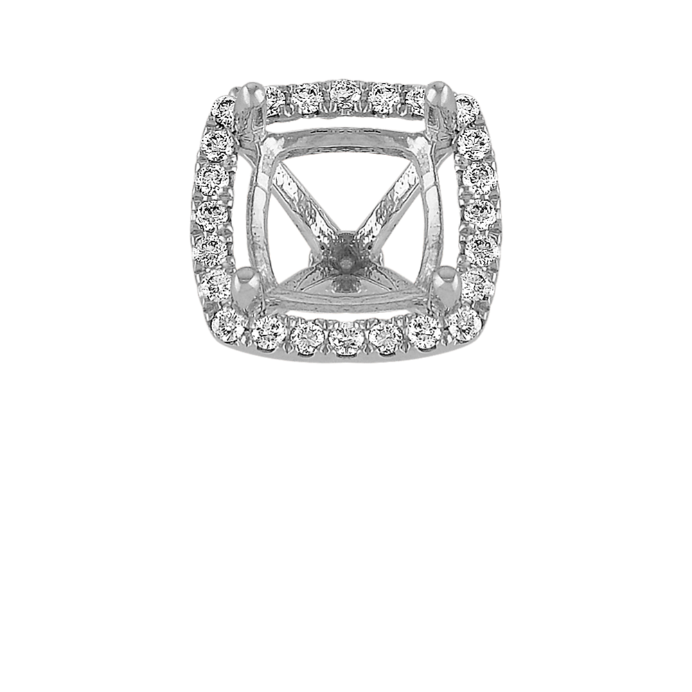 Classic Diamond Halo Decorative Crown to Hold 7.5mm Cushion Gemstone