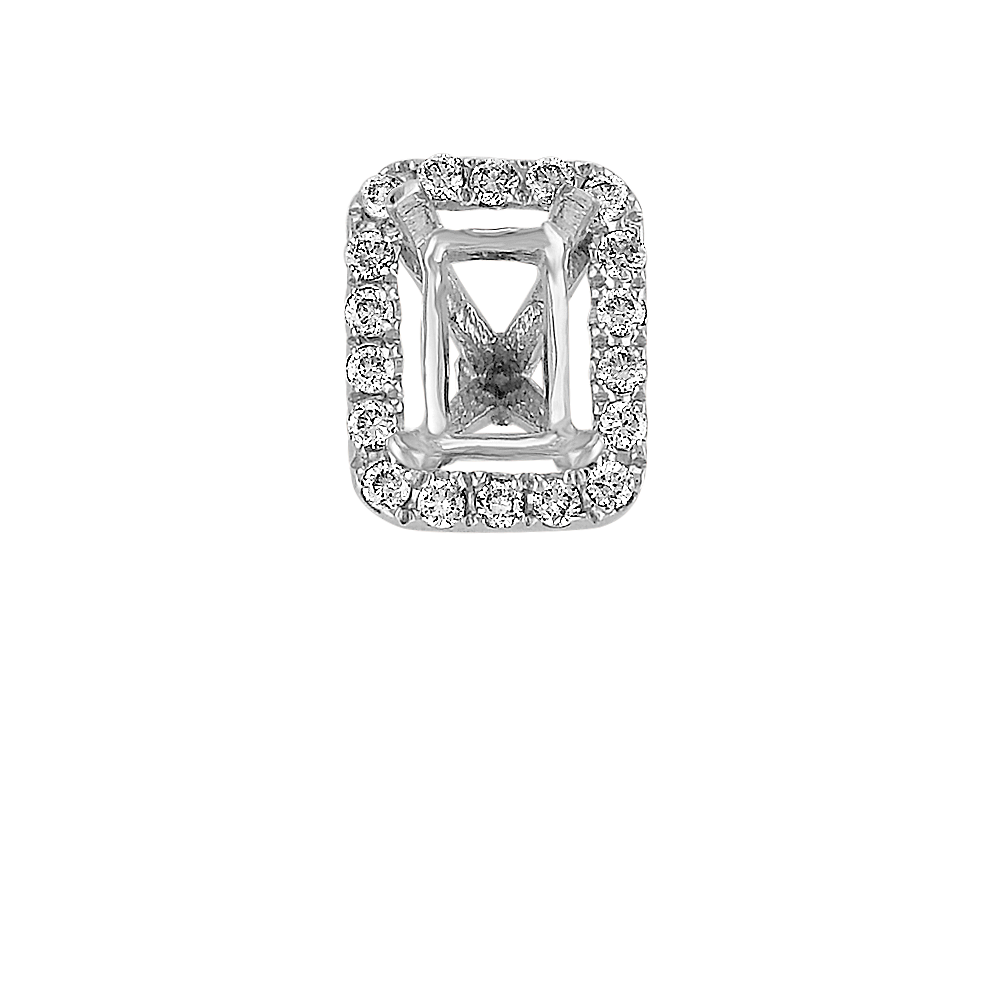 Classic Diamond Halo Decorative Crown to Hold 5x4mm Emerald Shaped Gemstone