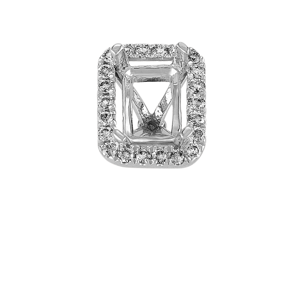 Classic Diamond Halo Decorative Crown to Hold 7x5mm Emerald Shaped Gemstone