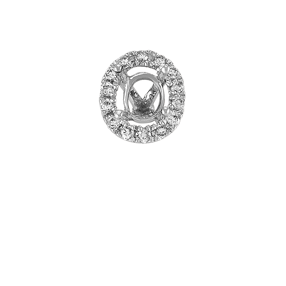 Diamond Halo Decorative Crown to Hold 5x4mm Oval Gemstone