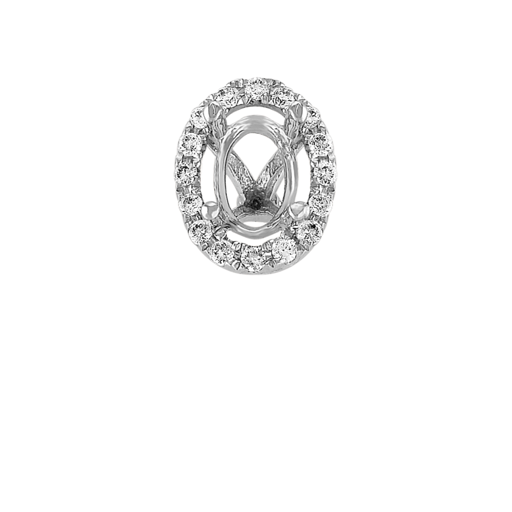 Diamond Halo Decorative Crown to Hold 6.5x4.5mm Oval Gemstone