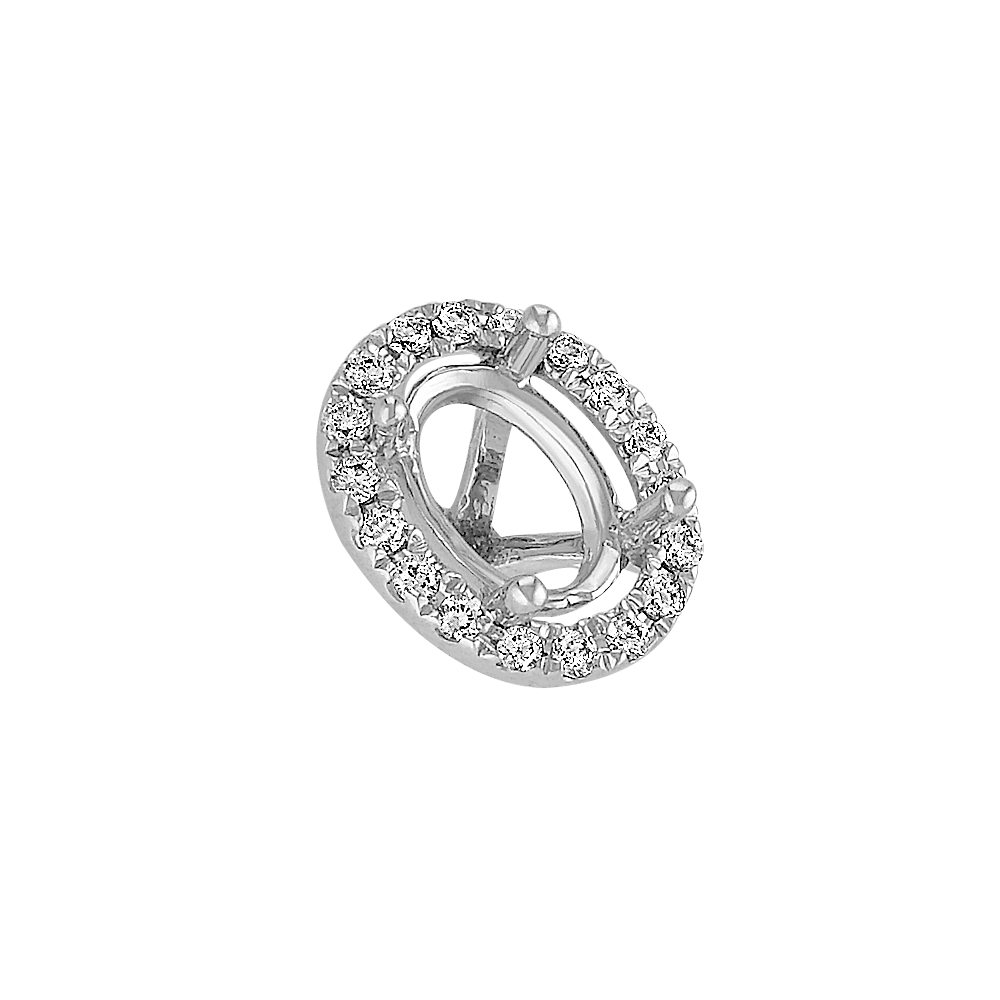 Diamond Halo Decorative Crown to Hold 7x5mm Oval Gemstone