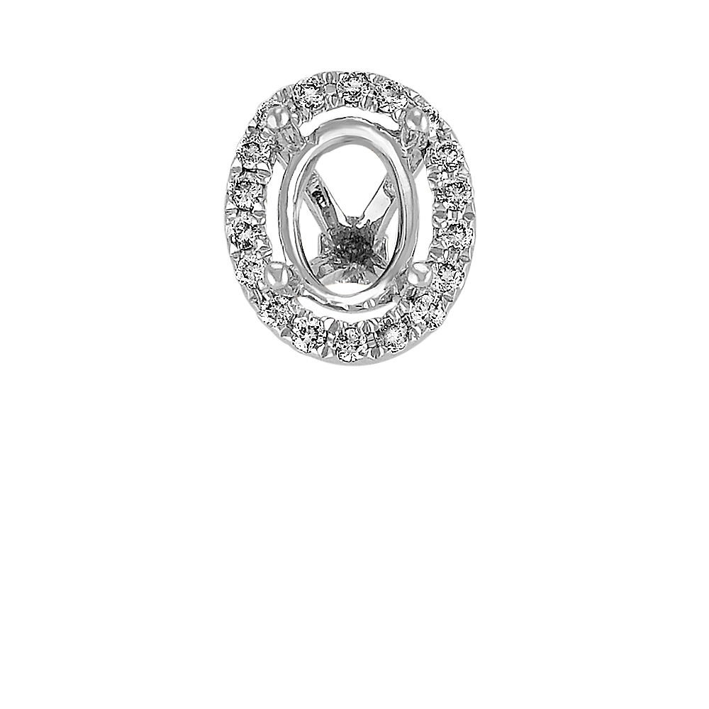Diamond Halo Decorative Crown to Hold 7x5mm Oval Gemstone