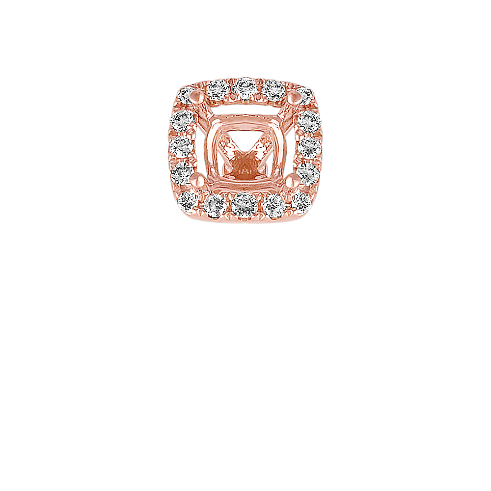 Classic Natural Diamond Halo Decorative Crown to Hold 4.4mm Cushion Gemstone