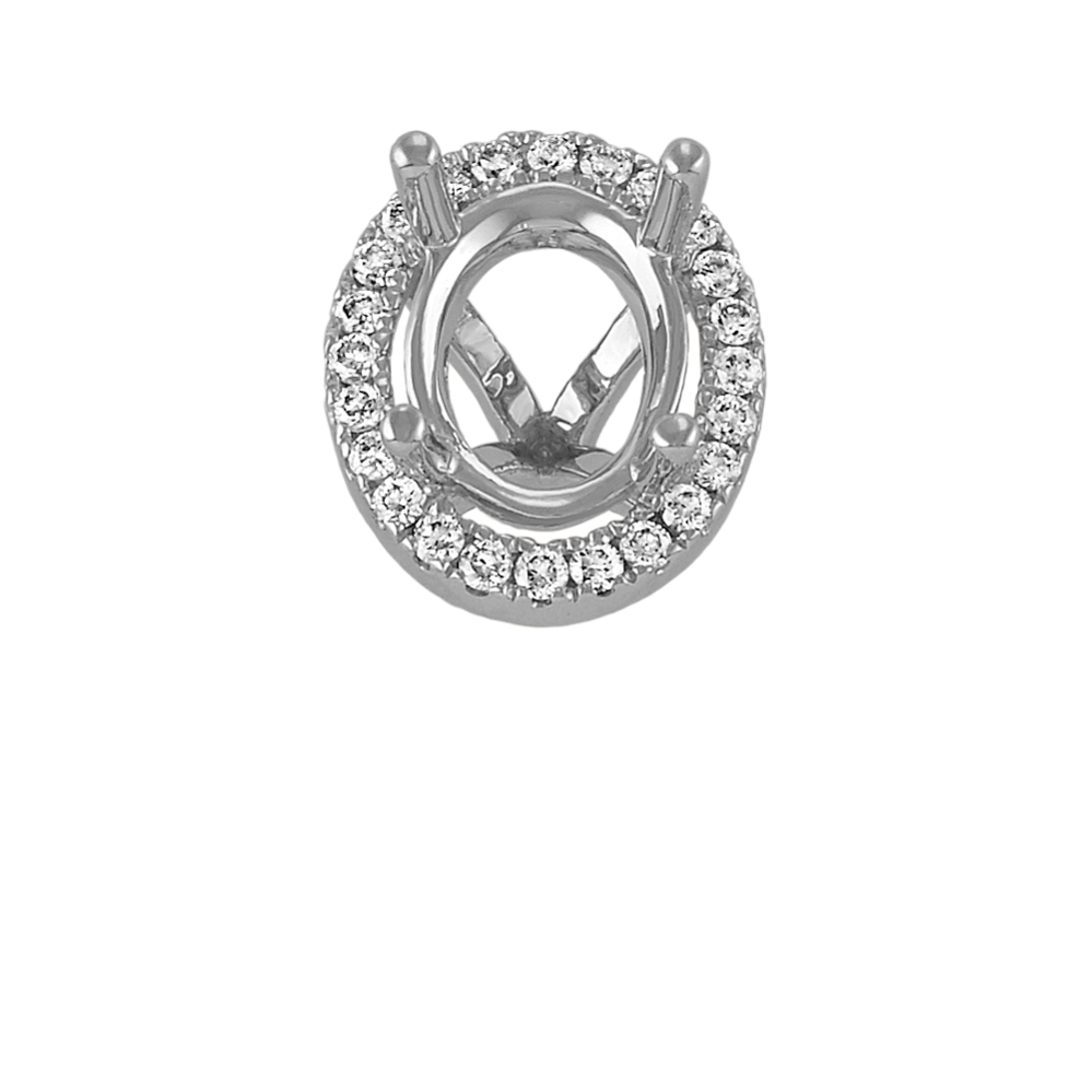 Diamond Halo Decorative Crown to Hold 9x7mm Oval Gemstone