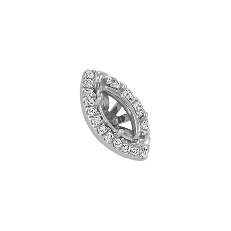 Natural Diamond Halo Decorative Crown to Hold 9x4.5mm Marquise Gemstone