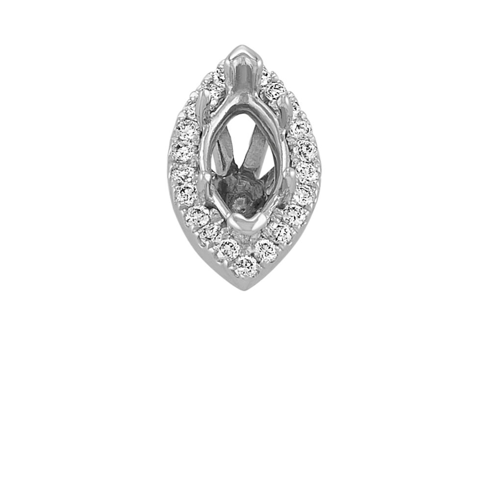 Diamond Halo Decorative Crown to Hold 9x4.5mm Marquise Gemstone