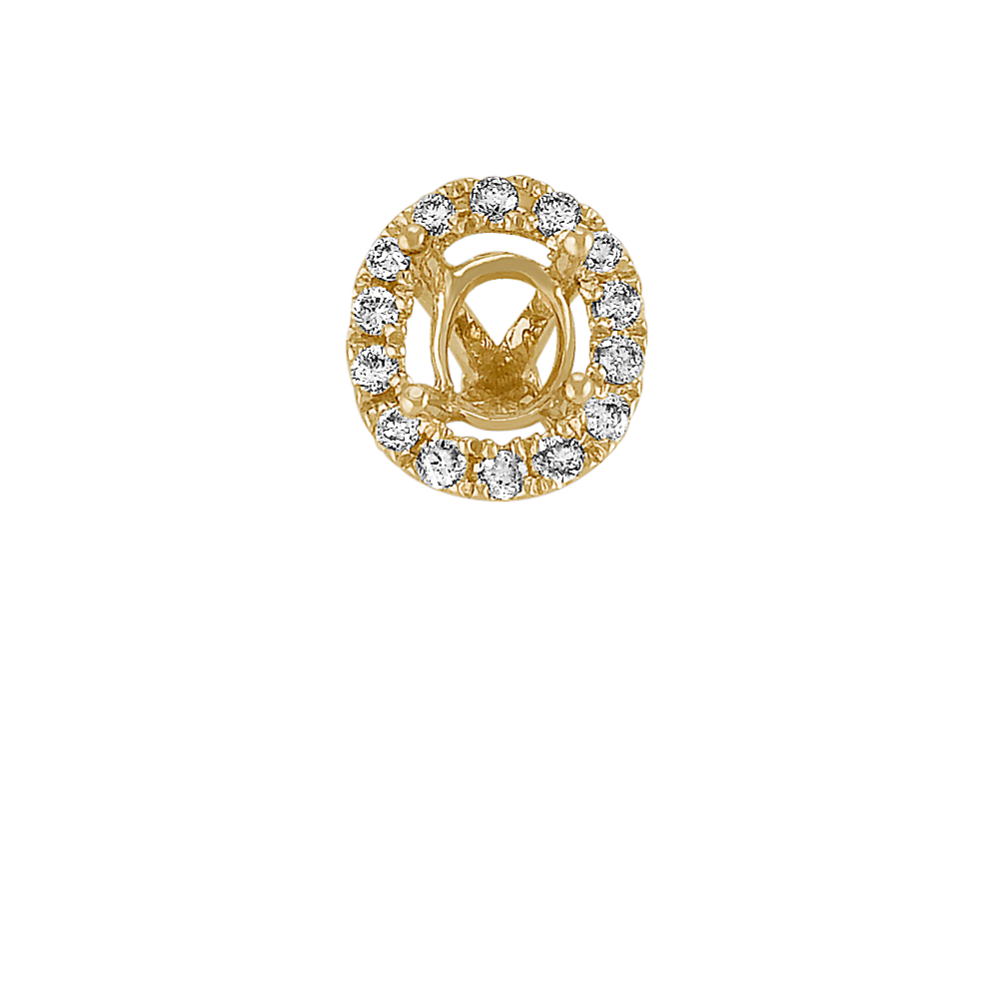 Diamond Halo Decorative Crown to Hold 5x4mm Oval Gemstone