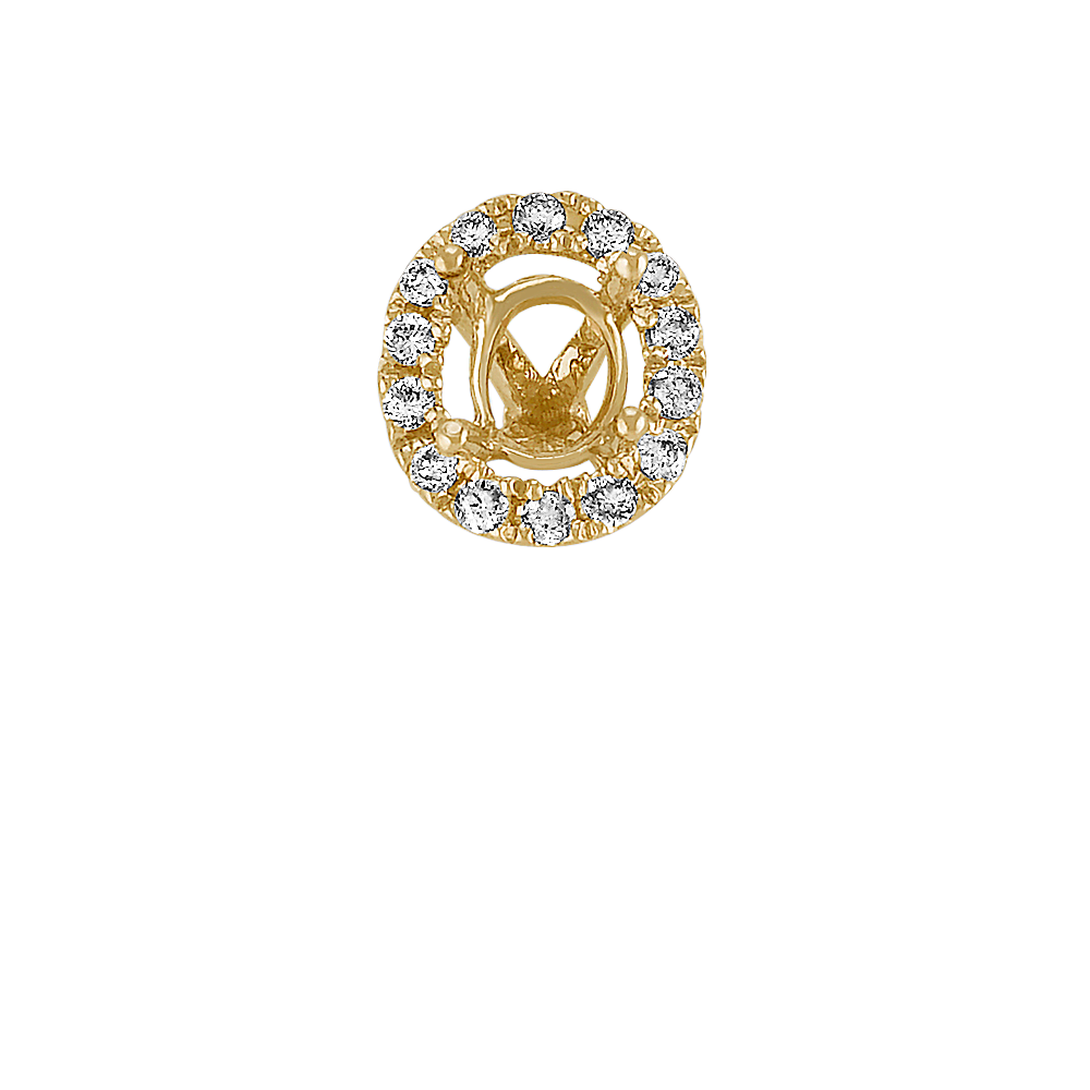 Diamond Halo Decorative Crown to Hold 6x4mm Oval Gemstone