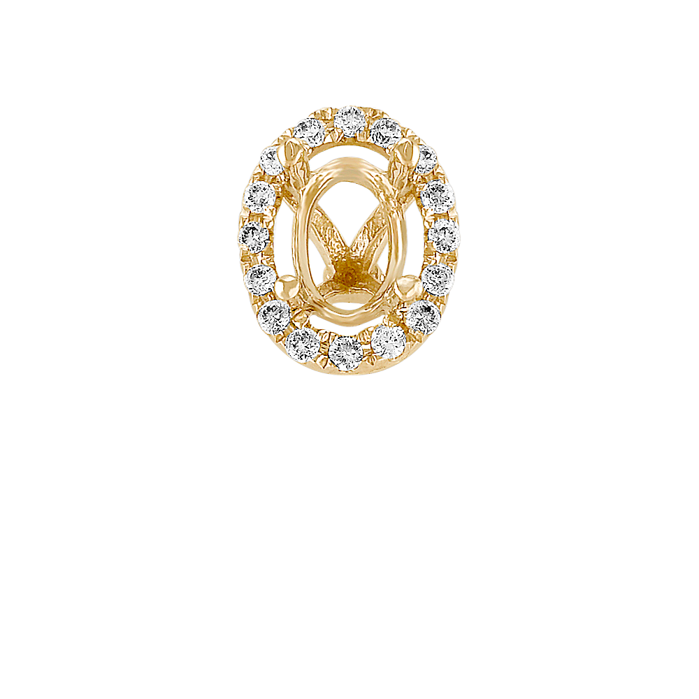Diamond Halo Decorative Crown to Hold 6.5x4.5mm Oval Gemstone