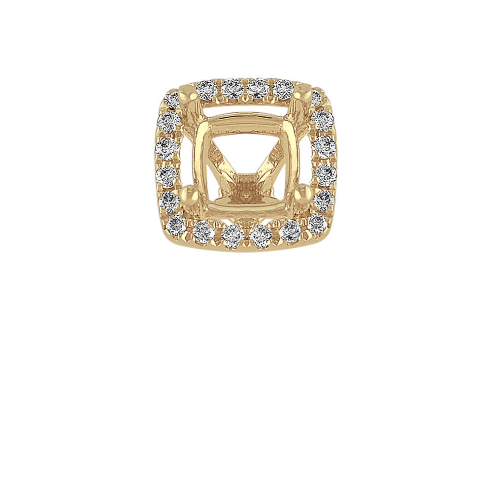 Classic Diamond Halo Decorative Crown to Hold 5.5mm Cushion Gemstone