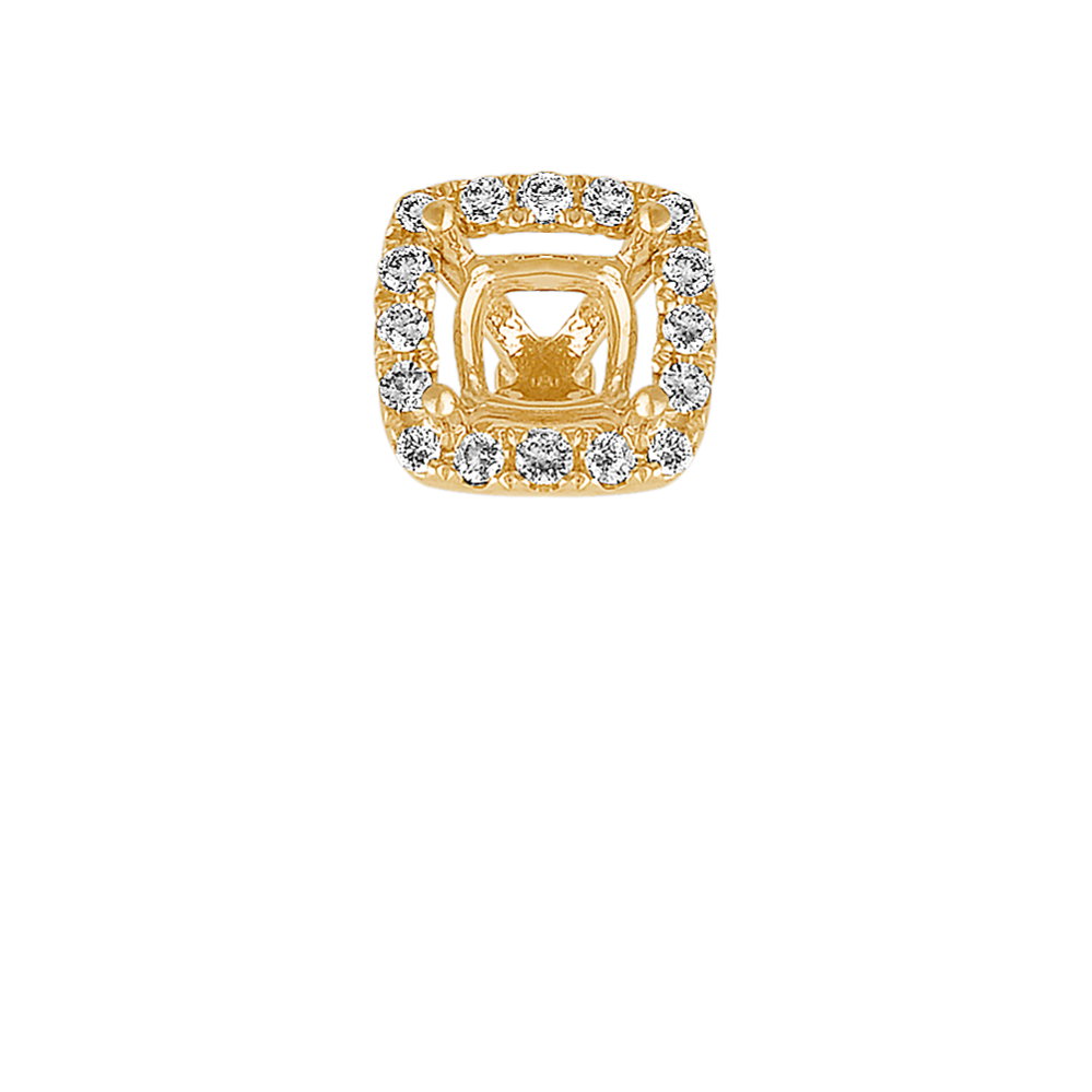 Classic Diamond Halo Decorative Crown to Hold 4.4mm Cushion Gemstone