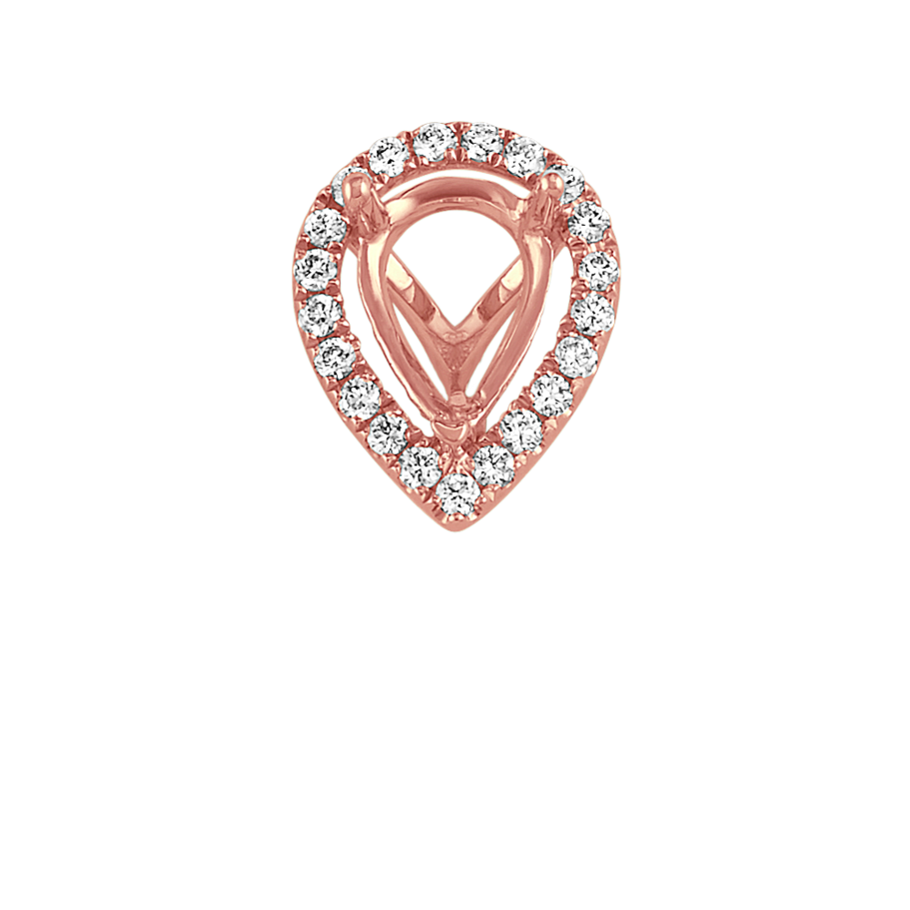 Classic Diamond Halo Decorative Crown to Hold 8x6mm Pear Shaped Gemstone