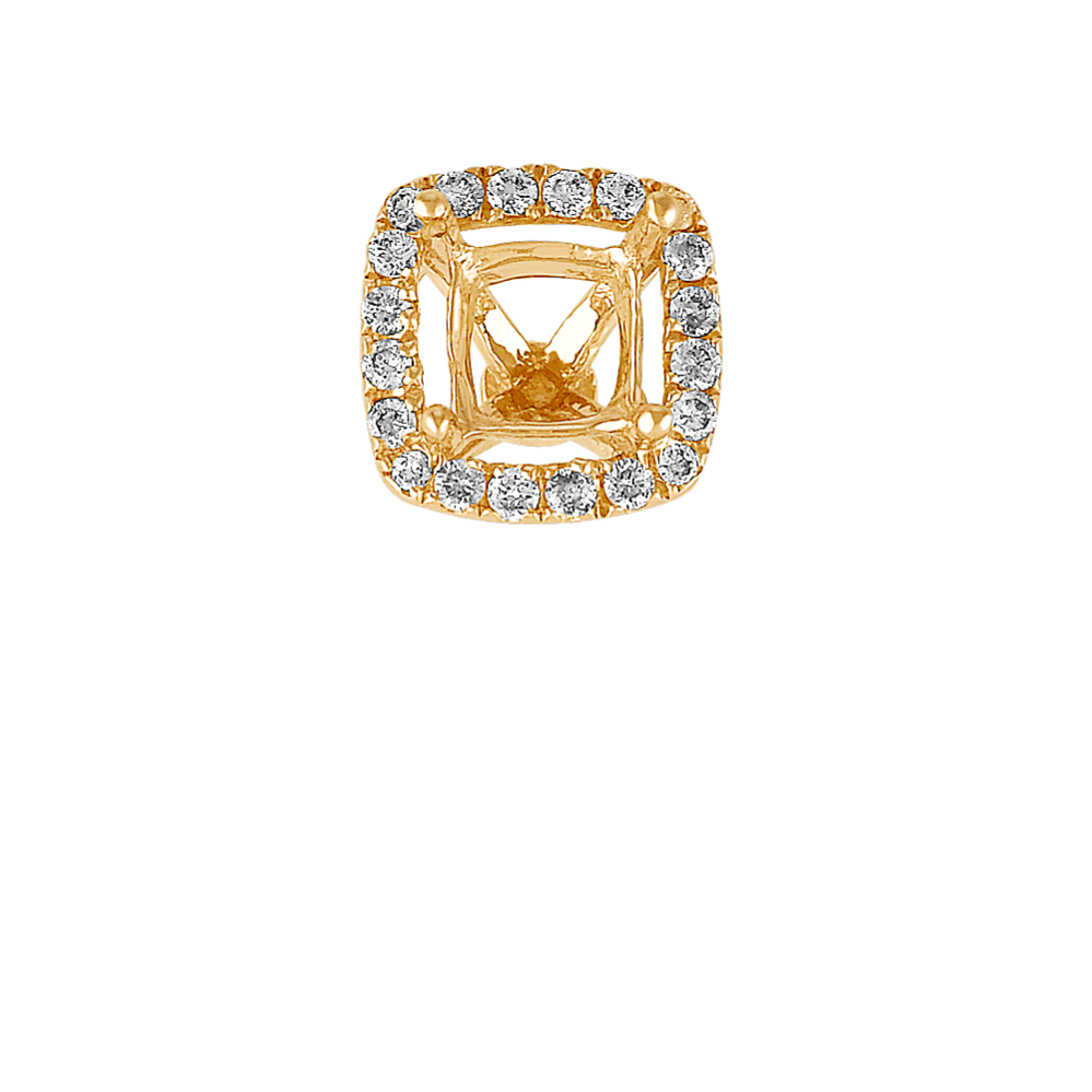 Classic Diamond Halo Decorative Crown to Hold 5mm Cushion Gemstone