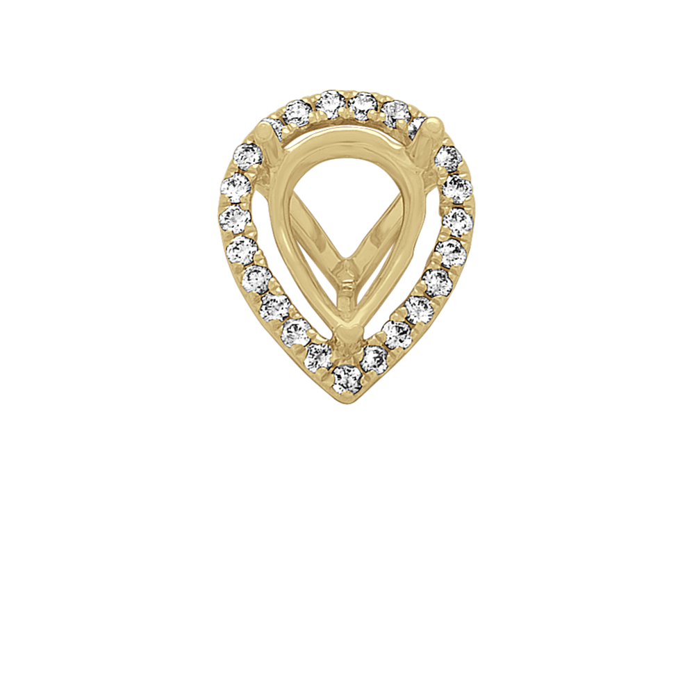 Classic Diamond Halo Decorative Crown to Hold 9x6mm Pear Shaped Gemstone