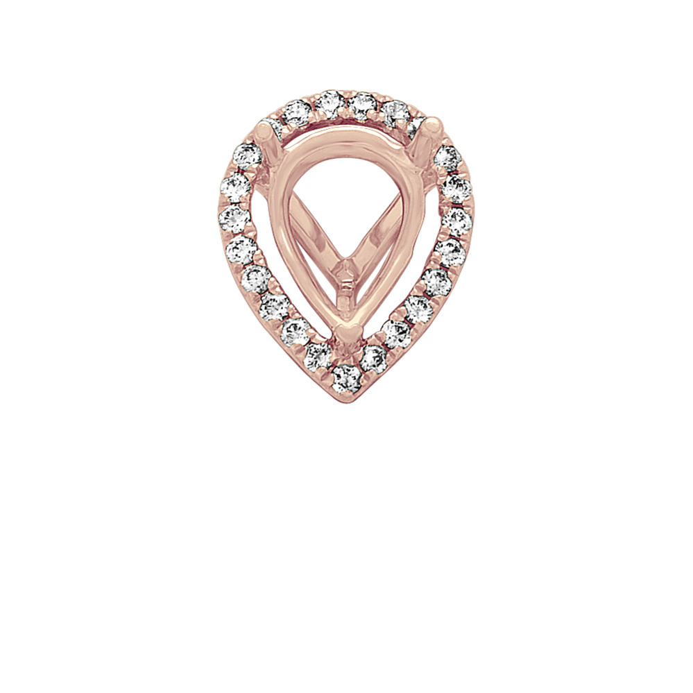Classic Diamond Halo Decorative Crown to Hold 9x6mm Pear Shaped Gemstone