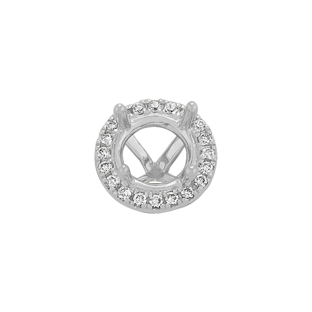 Classic Diamond Halo Decorative Crown to Hold 7mm Round Gemstone