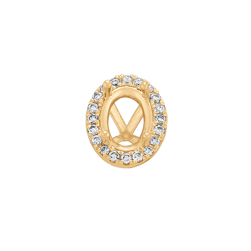 Diamond Halo Decorative Crown to Hold 7.5x5.5mm Oval Gemstone