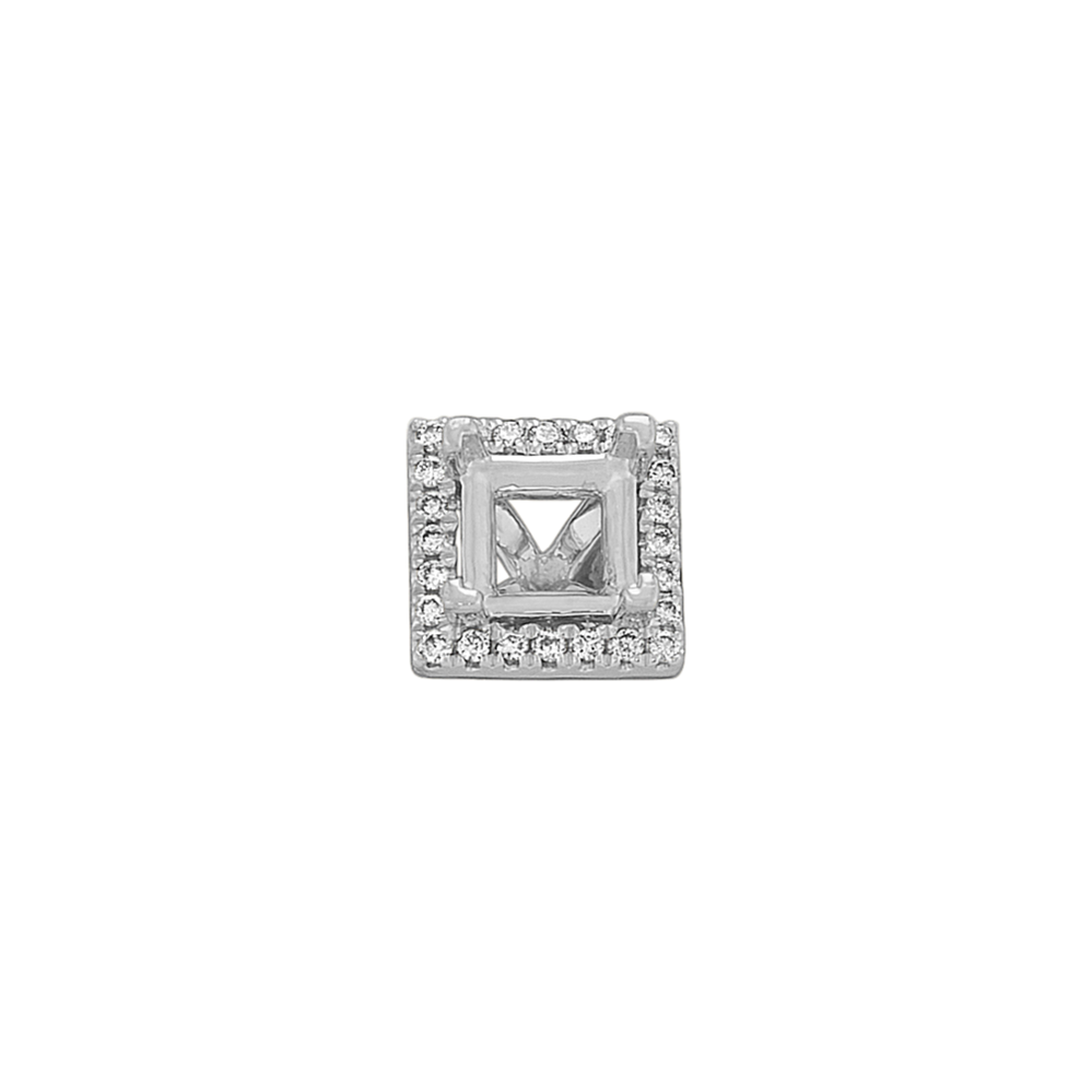 Classic Diamond Halo Decorative Crown to Hold 5mm Princess Cut Gemstone