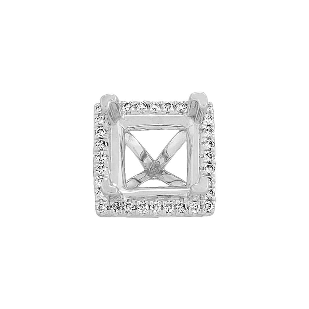 Classic Diamond Halo Decorative Crown to Hold 6.5mm Princess Cut Gemstone