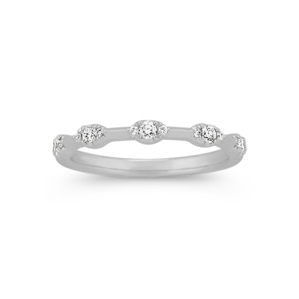 Scalloped Diamond Wedding Band in 14k White Gold