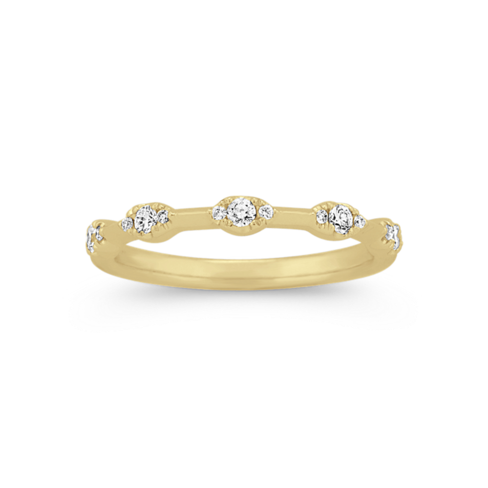 Scalloped wedding band on sale yellow gold