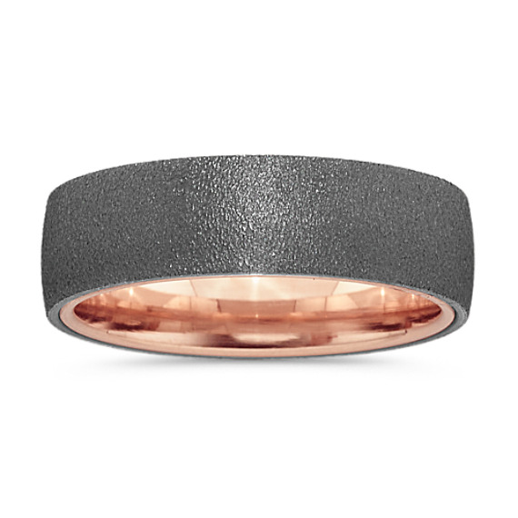 Classic Mens Band in Tantalum and 14k Rose Gold (6.5mm)