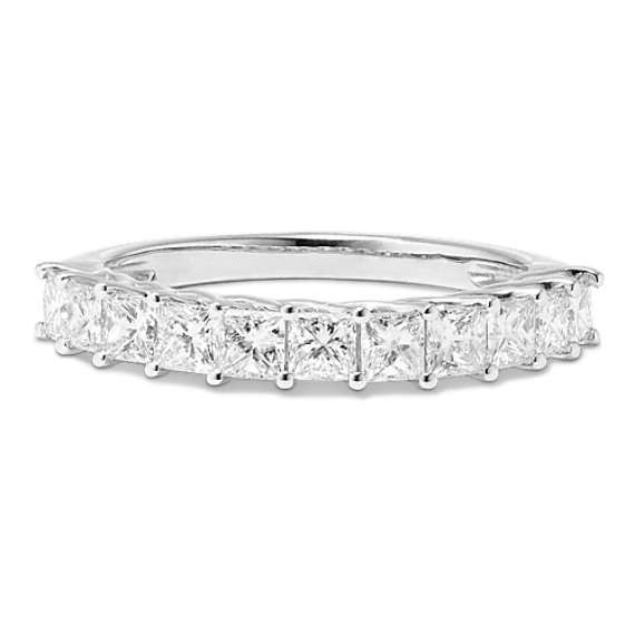 Classic Pave-Set Diamond Wedding Band in 14K White Gold