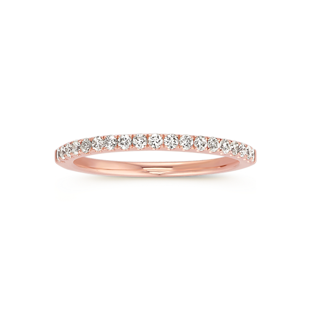 Classic Pave-Set Natural Diamond Wedding Band in 14k Rose Gold (Sz 4)