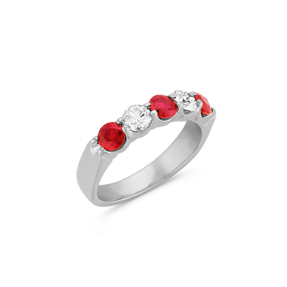 Lillith Classic Ruby and Diamond Ring in 14K White Gold