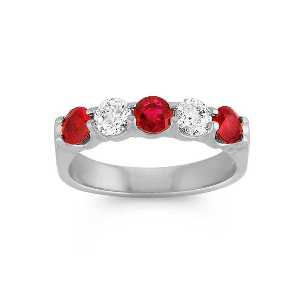 Lillith Classic Natural Ruby and Natural Diamond Ring in 14K White Gold