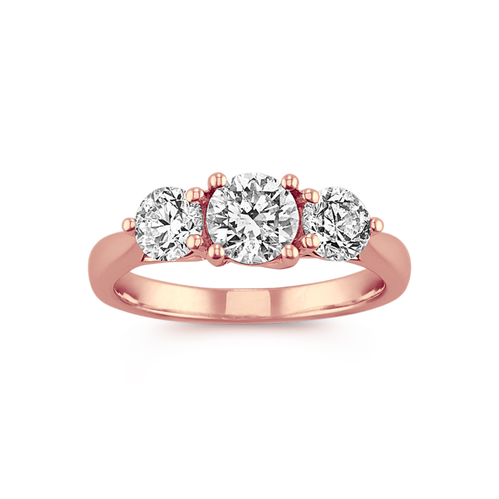 Lucia Natural Diamond Three-Stone Ring in 14K Rose Gold