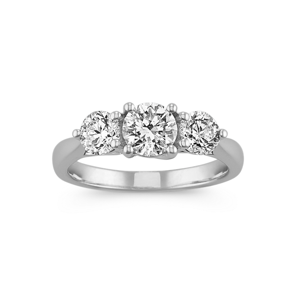 Lucia Natural Diamond Three-Stone Ring in 14K White Gold