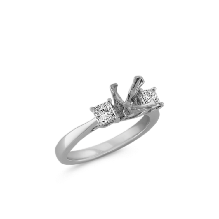 Classic Three-Stone Princess Cut Natural Diamond Engagement Ring