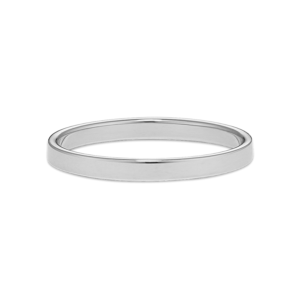 Classic Flat Wedding Band In 14K White Gold 2mm Shane Co 