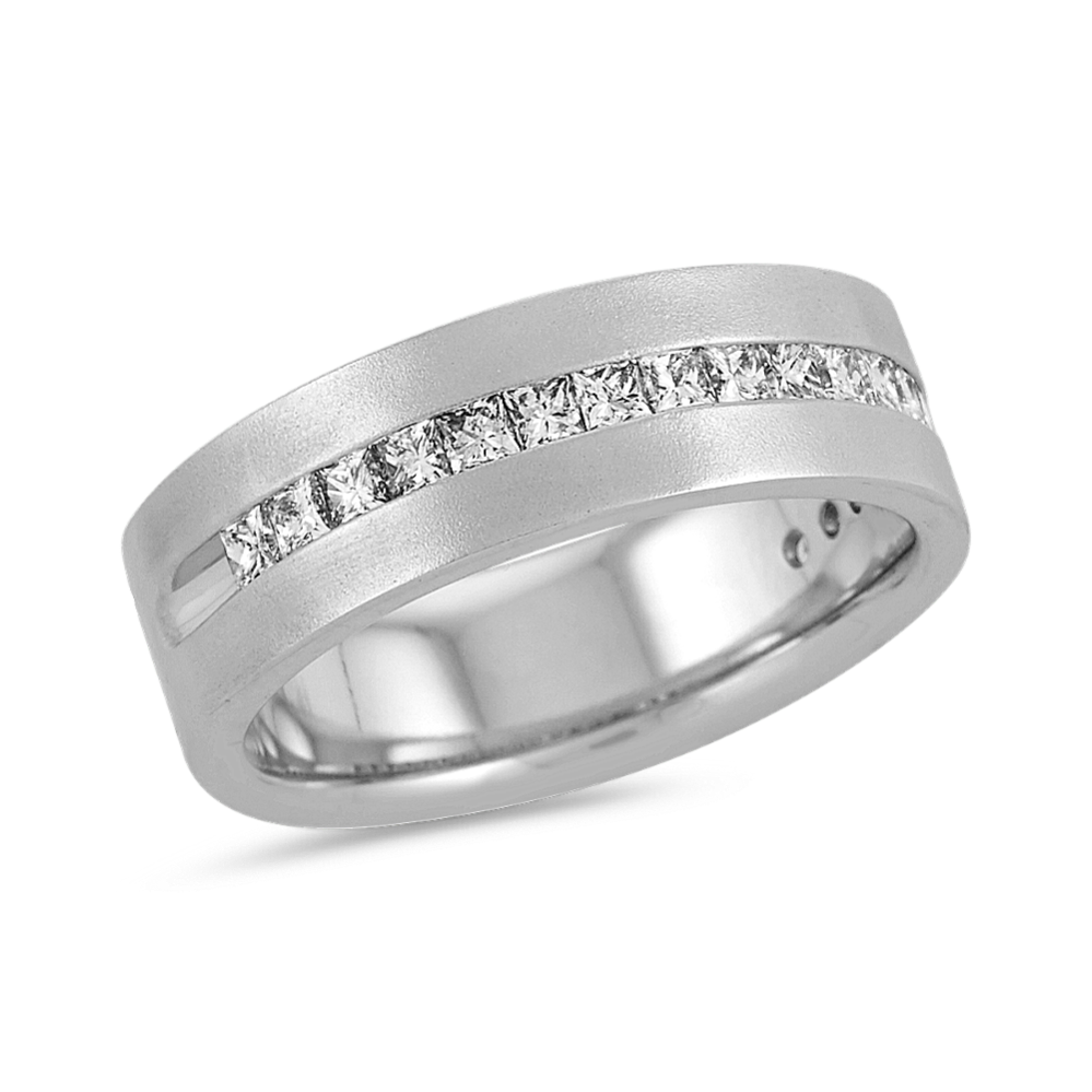 Clyde 14K White Gold & Diamond Band (7mm) | Shane Co.