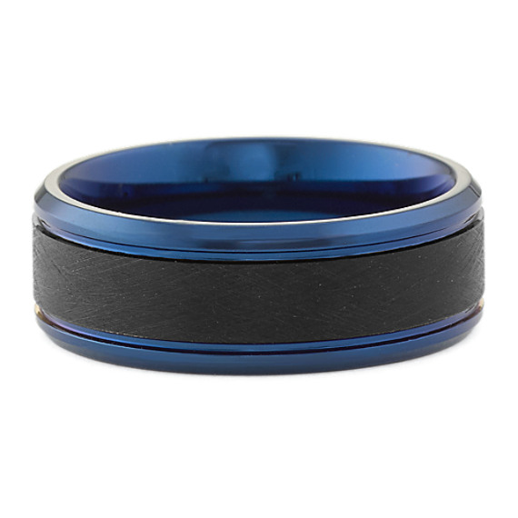 Cobalt Ring with Blue & Black Ionic Plating (8mm) Shane Co.