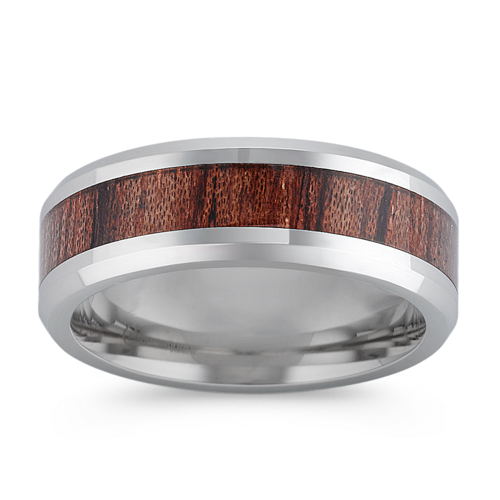 Cobalt Ring with Reclaimed Rosewood Inlay (8mm)