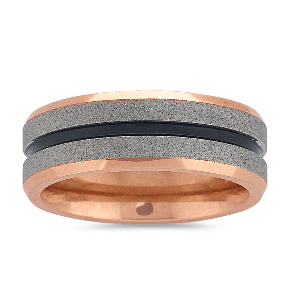Cobalt Wedding Band with Black and Rose Ionic Plating (8mm)