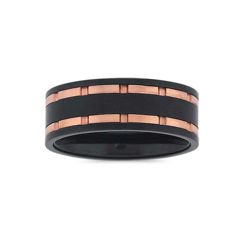 Cobalt Wedding Band with Black and Rose Ionic Plating (8mm)
