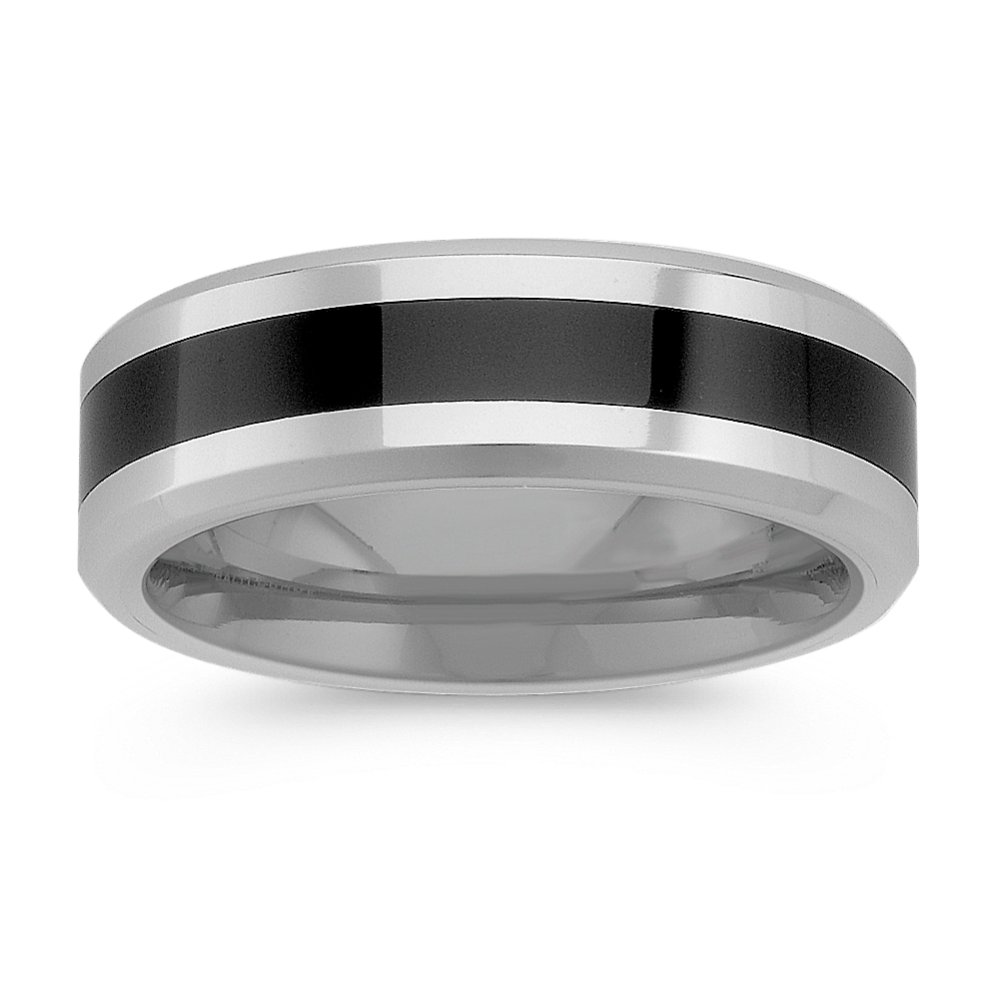 Cobalt and Black Ceramic Comfort Fit Ring (7mm)