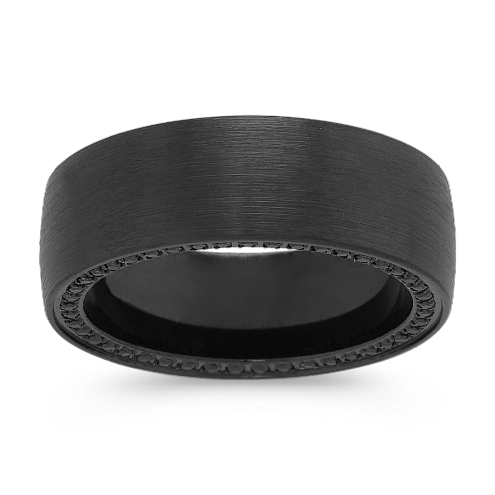 Cobalt with Black Ionic Plating and Black Sapphires Wedding Band 8mm