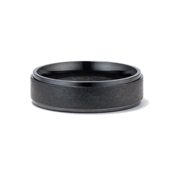 Ice Finish Black Titanium Band (7mm) | Shane Co.