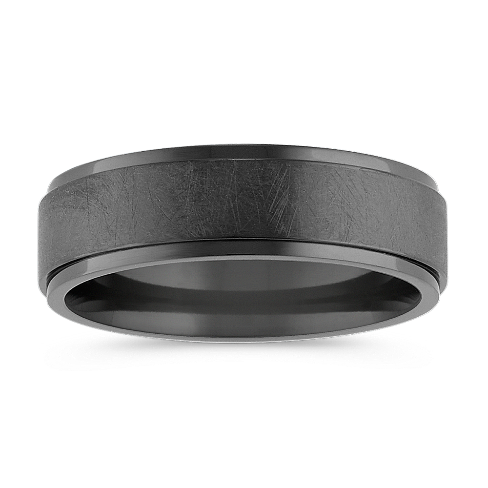 Comfort Fit Black Titanium Band with Matte Finish (7mm) | Shane Co.